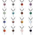 Silver Sun Frame Key Pendant Round Natural Crystal Inlay Necklace Chakra Healing Gemstone Key Charm Birthday Gift Jewelry