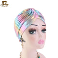 Luxury Women Metallic Headbands Turban Hats Headwrap Wholesale Hair Knitted Caps Headwrap Turban Hijab