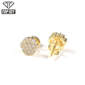 New Design Hexagon Stud Iced Out Cubic Hip Hop Diamond Stud Earring Shiny Distinctive Cubic Zircon Stud Earring for Women