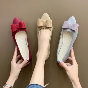 15 Colors Elegant Flat Bow Casual Shoes Pointed Women's Shoes 203