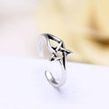 925 Sterling Silver Opening Ring Stars Retro Personality Versatile Trendy Accessories Wholesale Small Fresh Ring