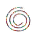 BC218  Colorful square Zircon 3mm*3mm Tennis Chain Iced Out 16"18" Brass Prong Setting Necklace Cubic Zircon Jewelry Bling Bling