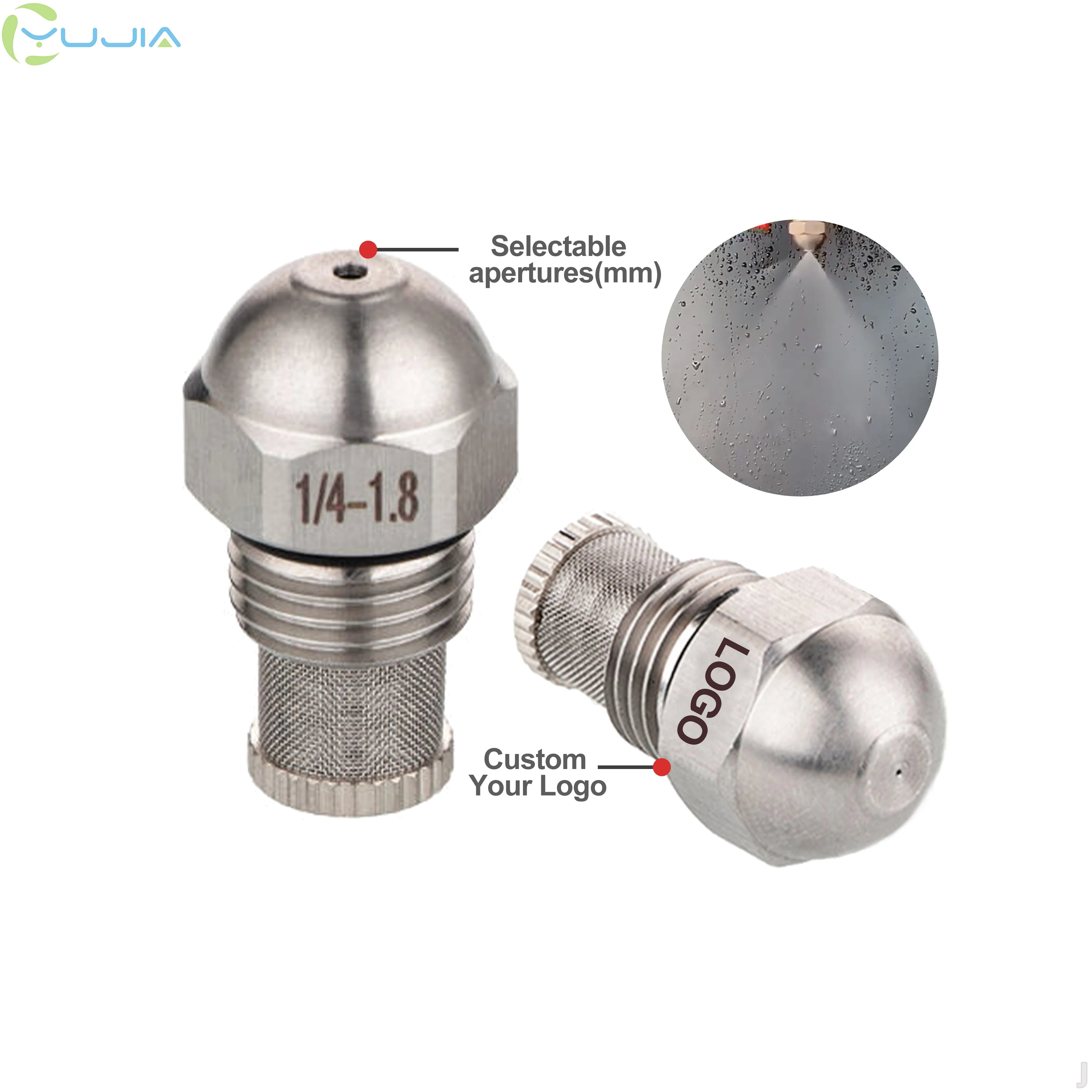 1/4" & 9/16" 304 Stainless Steel Atomizing Nozzle for Livestock Cooling Humidification & Dust Control