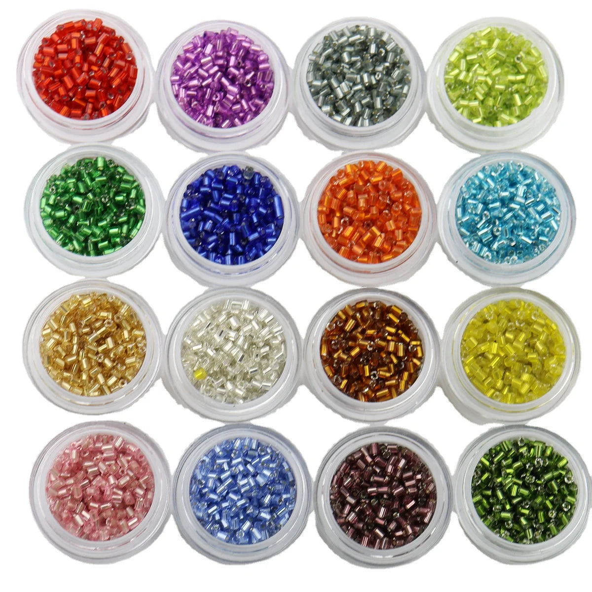 2*4mm Tube Glass Beads DIY Jewelry Handmade Cross-Stitch Loose Beads Silver Filling  Long Tube Bead
