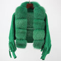 OFTBUY 2023 Early Autumn Light Luxury Comfortable Short Women Knitted Cardigan Sweater Fur Placket Slim Women Fur  Sweater