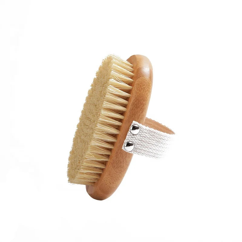 2pcs 100% Natural Sisal Bristle Bath Brush Long Oval Bamboo Beech Wood Body Brush Loofah Material Dry Skin Exfoliating Includes