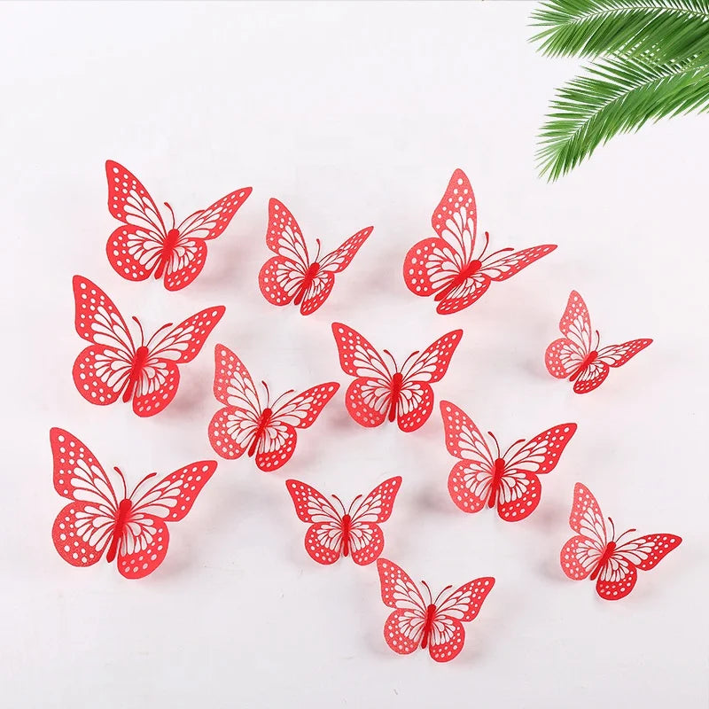 Wholesale 3D Butterfly Wall Decor Valentines Day Pink Room Decor Butterfly Party Cake Decorations Removable Wall Sticker