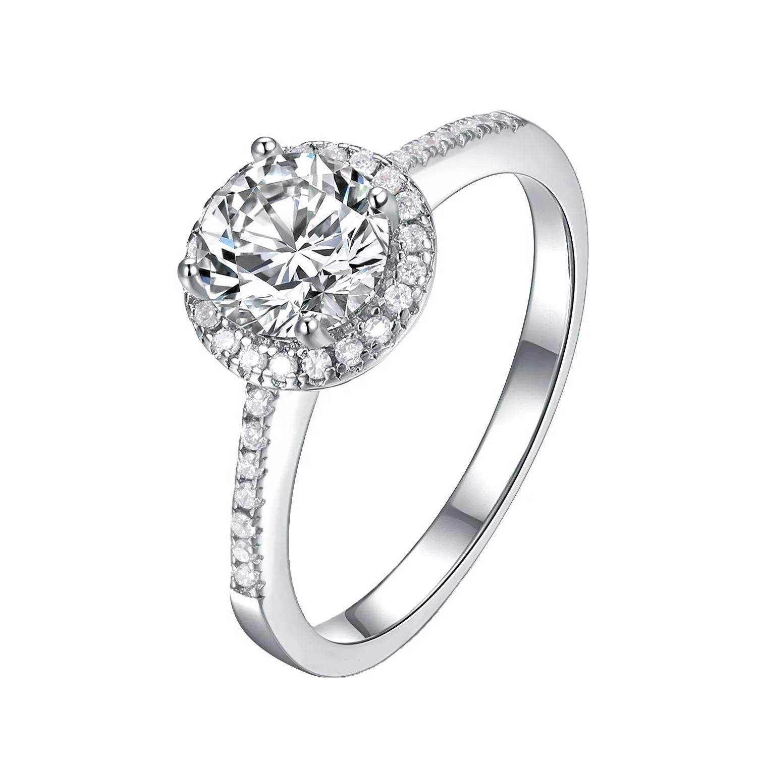 MR136 Wholesale Modern Design Brilliant Cut White Moissanite Diamonds S925 Sterling Silver Moissanite Engagement Wedding Rings