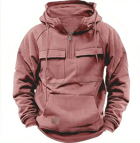 Fashion Hoodies Solid Men Streetwear Pullover Sweatshirt Custom Cotton Heavyweight Cargo Pocket Hoodie