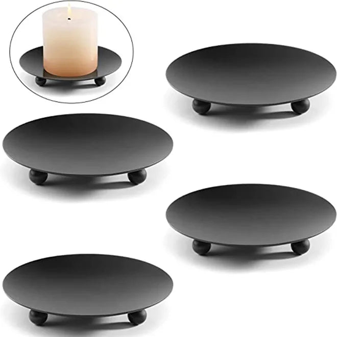 HOT Candle Holders Iron Candle Plates Decorative Round Iron Pillar Candle Stand for Bathroom Dinner Spa Weddings Birthday Partie