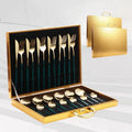 Wholesale 24 Piece Cutlery Set Matte Spoon and Fork Knives Flatware Black Mirror Stainless Steel Gold Cuttlery 24pcs Set