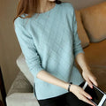 Women Fall Winter Knitted Sweater Cropped Sweater Korean Fashion 2023 Pullover Sweaters Plaid Clothes Solid Loose Tops