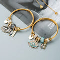 DIY Devil's Eye Butterfly Rhinestone Crystal Alloy Bee rainbow Beads  Heart Pendant Gold Plated Adjustable Bracelet