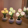 Christmas Artificial Flower Potted Dried Flower Simulation Bouquet Tulip Table Lamp for Bedroom