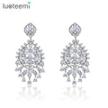 LUOTEEMI Oversized Chandelier Wedding Bride Bridal Zirconia Earing Wholesale Huge Crystal Evening Earring