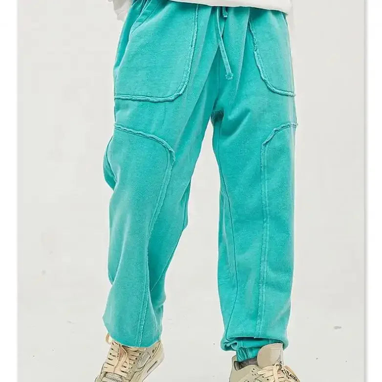 Custom Men's Six Pocket Casual Distressed Cargo Sweat Pants 100% Cotton High Anti-Wrinkle Waterproof Bleached Pattern Winter