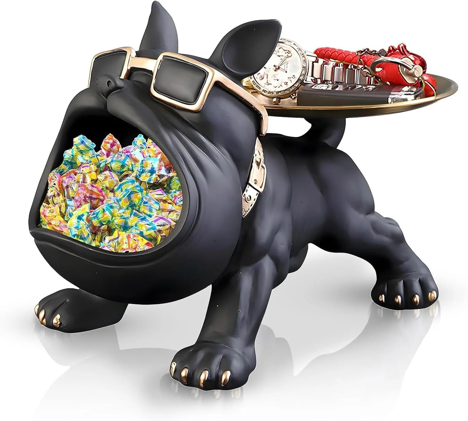 Wholesale Custom French Bulldog Resin Figurine Decorative Tray Desk Organizer for Home/Office Animal Pattern OEM/ODM Accepted