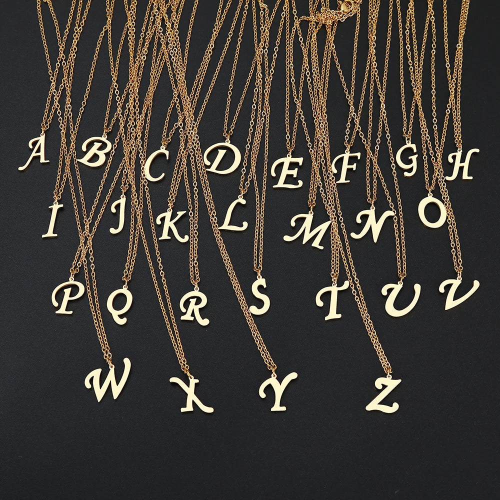 A-Z Stainless Steel Letter Charm Pendant Necklace Bracelet Handmade Custom Alphabet Pendants Charms