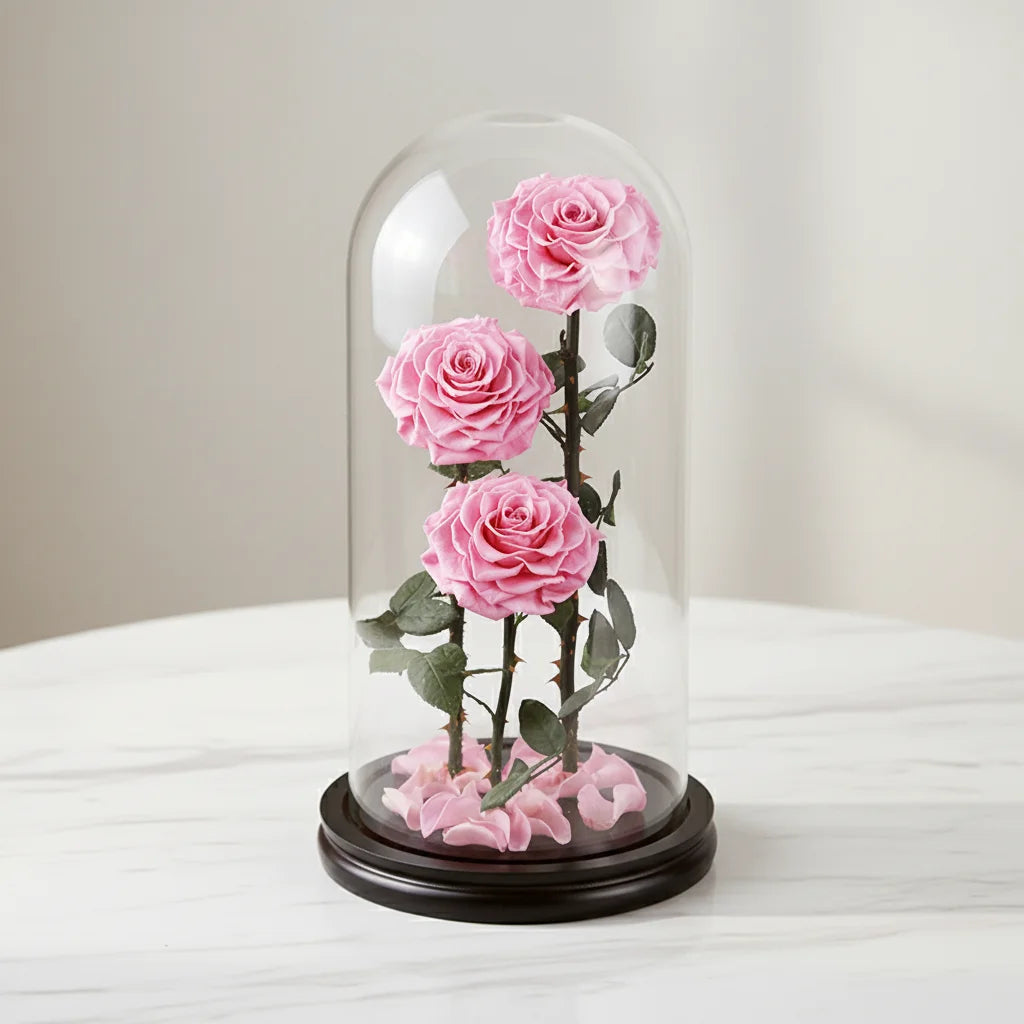 Every Love Vale Forever Preserved Roses in Glass Dome with Base for Wedding Gift Wholesale