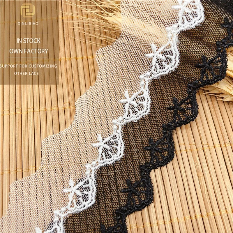 Manufacturer Direct Sales-Sustainable Polyester Dress Accessories with Spot Lace Mesh Embroidery for Weddings Used on Shoes Bags