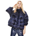 LULUSEN New Fashion Quilted Shiny Bubble Winter White Duck Down Short Plus Size Puffer Jacket Stand Collar Nylon Shell for Women