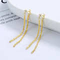 Fashion Jewelry 925 Sterling Silver Long Earring Sparkling Long Tassel Gold Plated Ear Wire Line Stud Earrings for Women