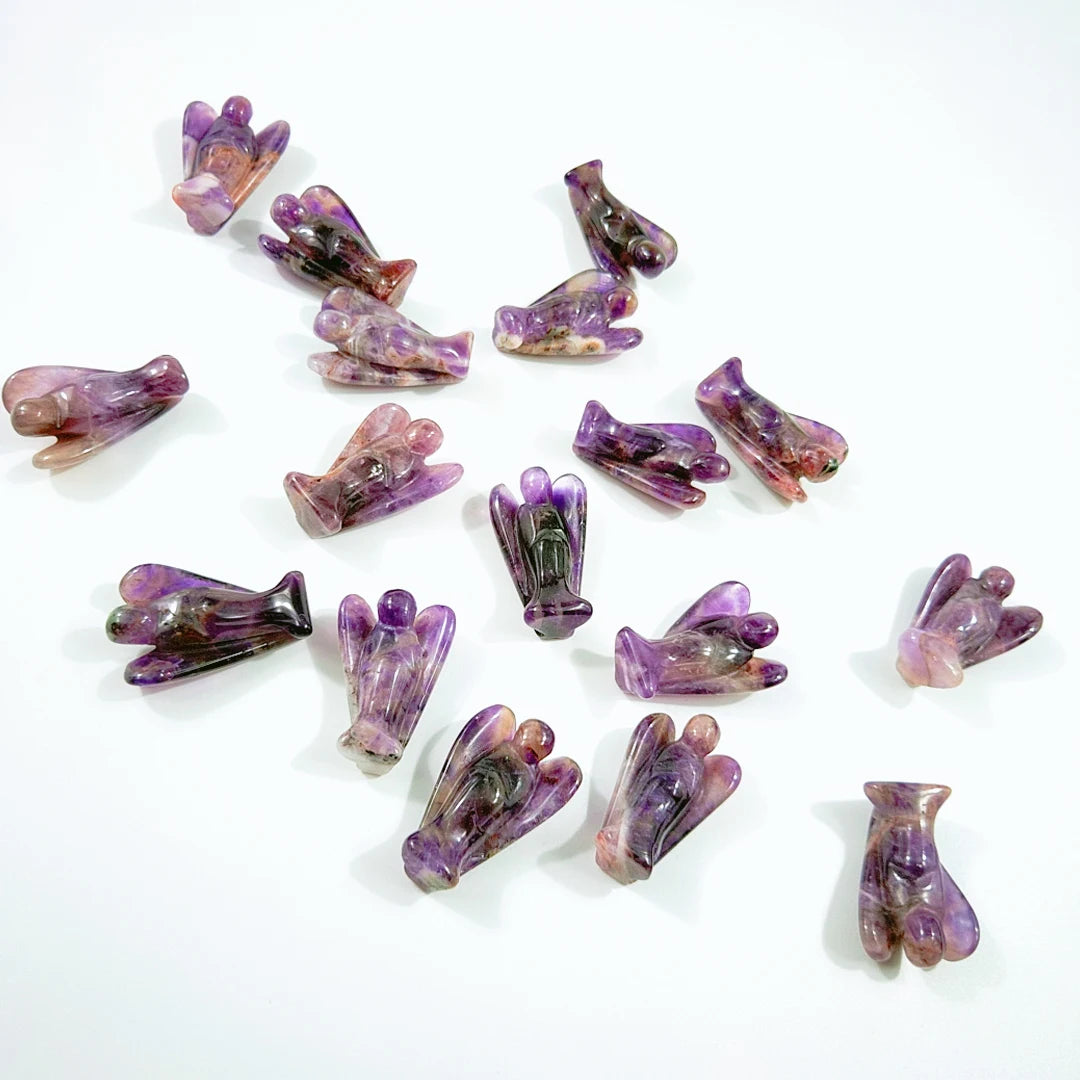 Huiying Natural 1.5 Inch Amethyst Carving Angel for Living Room Decoration Handmade Home Crafts