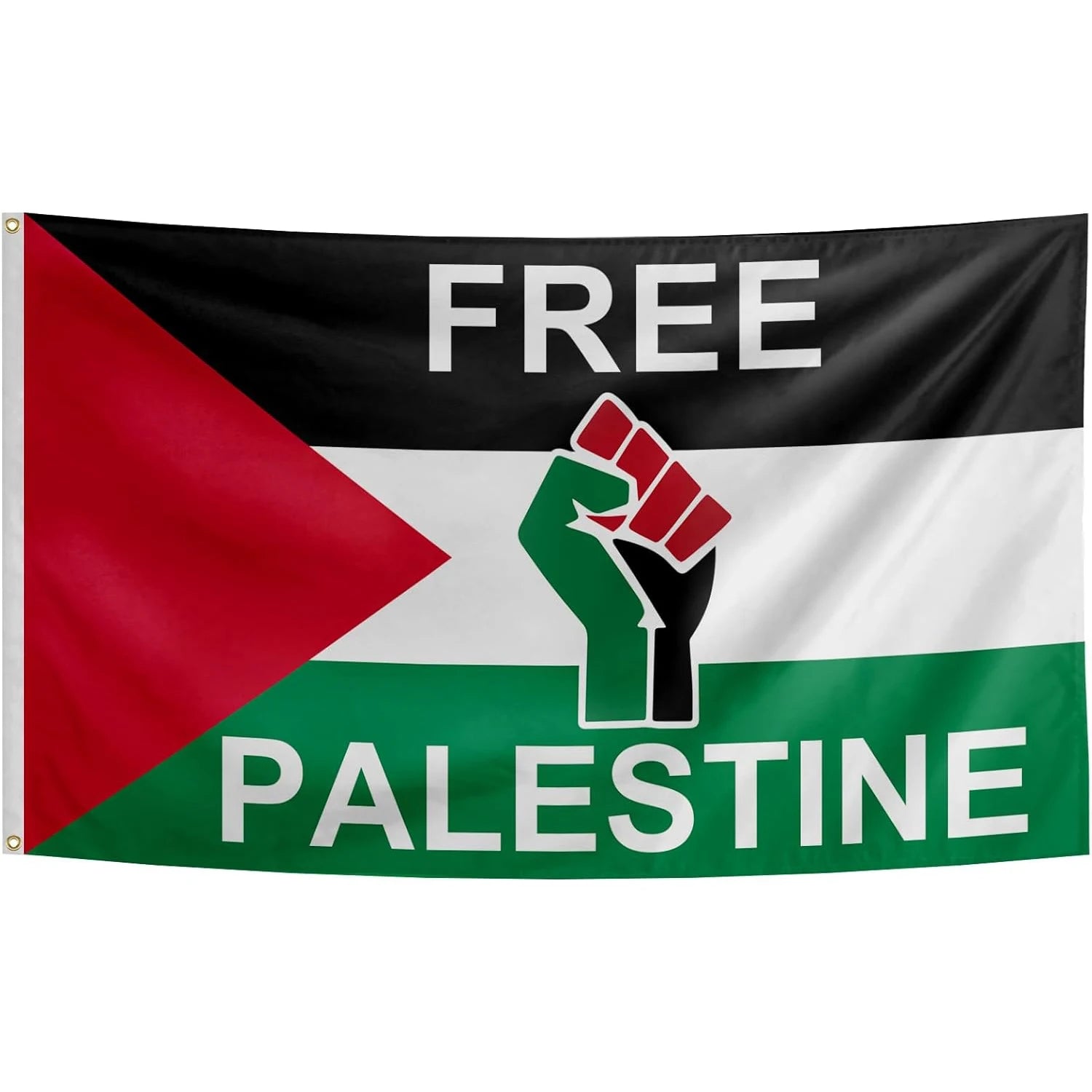 Custom Logo Palestinian Flag 3x5 ft Satin Nylon Polyester Brass Loop Double Stitches Pennant Style for Freedom Day World Flag