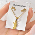 2023 Hot Sale Stainless Steel Jewelry Set Gold Animal Cross Pendant Necklace Stud Earrings Two-piece for Women