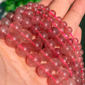 Strawberry Quartz Loose Stone Beads round Shape 6/8/10mm for Jewelry Making DIY Pink Color