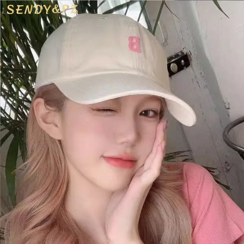 New Style Spring Summer Cotton Baseball Cap Solid Color Letter B Casual Sunhat Fashion Women Hats