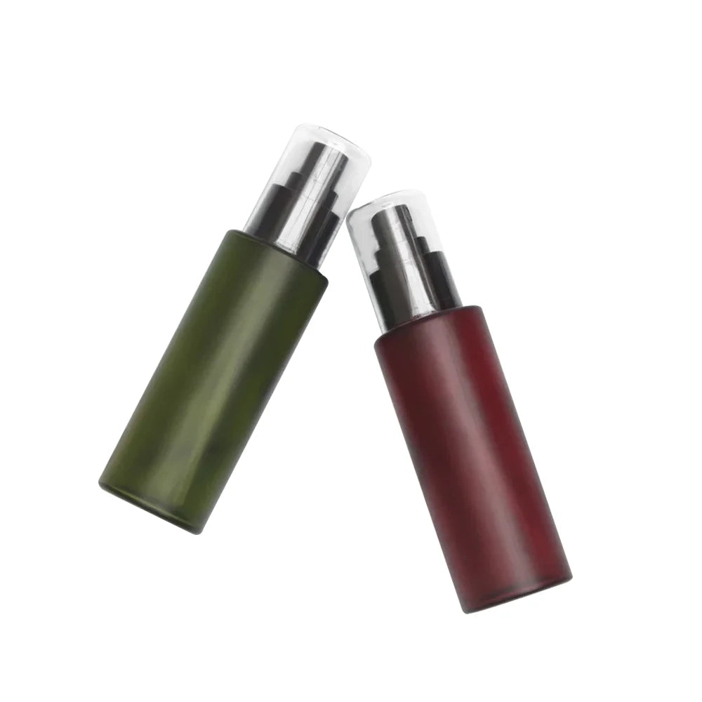 Luxury 100ml Glass Cosmetic Bottle Pump Empty for Skincare Lotion Cream Pink Frosted Green Rose Red Packaging Skin Care Serum