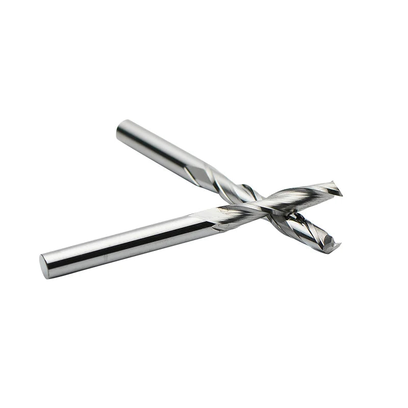 Two-Flute Spiral Cut CNC Router Bit 4mm/6mm Solid Carbide End Mill Non-Stick Cutting Woodworking Custom ODM OEM Support 10 Pcs