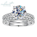 New Arrival Silver 925 Original 3 Carat Brilliant Cut Pass Diamond Test Sparkling D Color Moissanite Ring Sets for Women