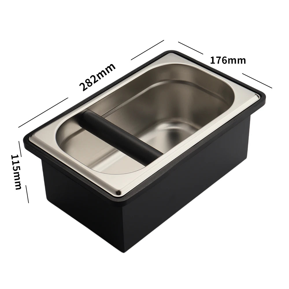 Stainless Steel Embedded Coffee Grounds Knock Box Barista Tools Espresso Portafilter Knock Box Bin Black MegaBDM