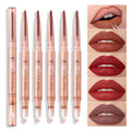Private Label Smooth Matte Velvet Dark Brown Double-ended Rotating Lip Liner With Lip Brush