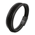 New Design Charm Stainless Steel Magnetic Clasp Handmade Braided Genuine Leather Bracelet Mens Jewelry Birthday Gift