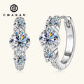 Chasau 5mm&3mm&1mm 925 Sterling Silver Moissanite Hoop Earrings for Women