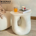 WISEMAX FURNITURE Nordic Living Room Furniture Small Oval Sofa Side Table White Fiberglass Frame Resin Coffee Table for Home