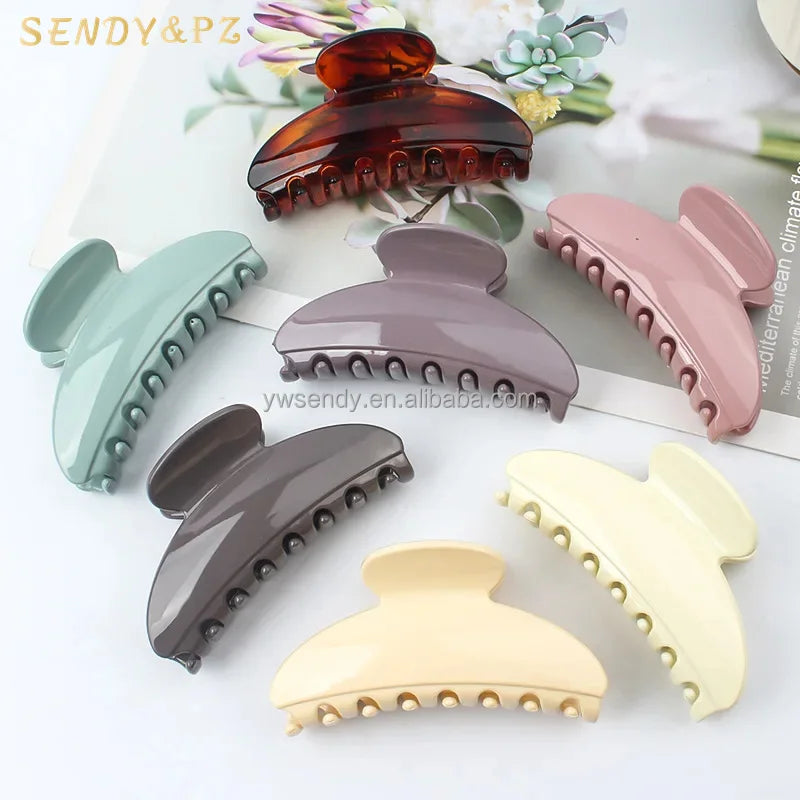 Hot Sale 9cm Large Simple Solid Color Plastic Hair Claw Clips Women and Girls Hair Accessories Wholesale