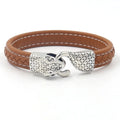 Punk Jewelry  12mm Wide Microfiber Leather Alloy Snake Head Bangles Bracelet for Men