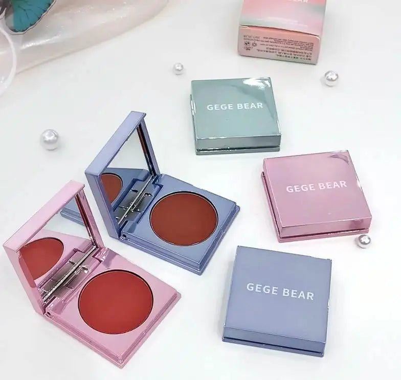 Custom logo Matte Moisturizing Blush Highlight Powder Cream Gege Bear High Pigment Face Makeup Blush Palette