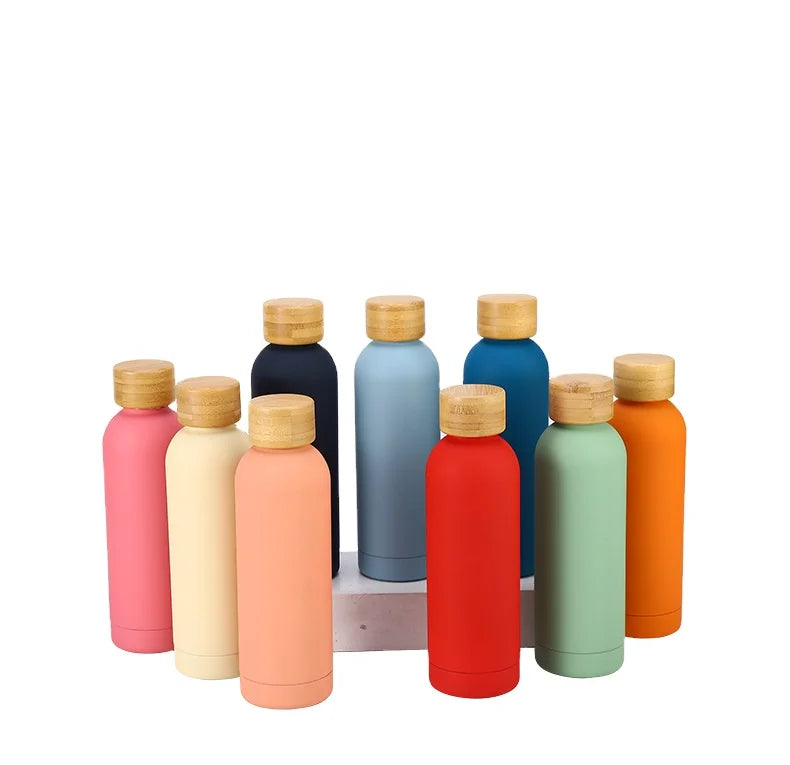 BPA FREE Water Bottle Logo Gym Vacuum Insulated Water Bottle Metal Stainless Steel Drink Flask Cup with Bamboo Lid