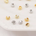 Golden Bead Material 18K Gold Plated Hollow Bezel Fashion Jewelry Materials Moon Beads Brass Round Crimp & End Beads