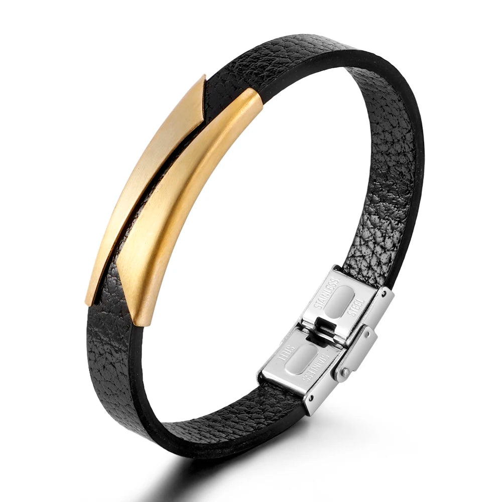 Cowhide Rope Woven Men's Alloy Magnetic Buckle Customization Leather Bracelet wholesalers MegaBDM