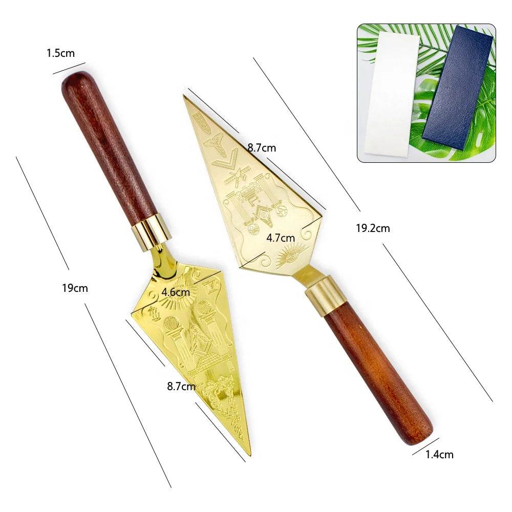 Spot Freemasonry Small Shovel Tool Carving Eye of God Carving Gilded Crafts Memorial Metal Masonic Small Shovel Belt Box Set