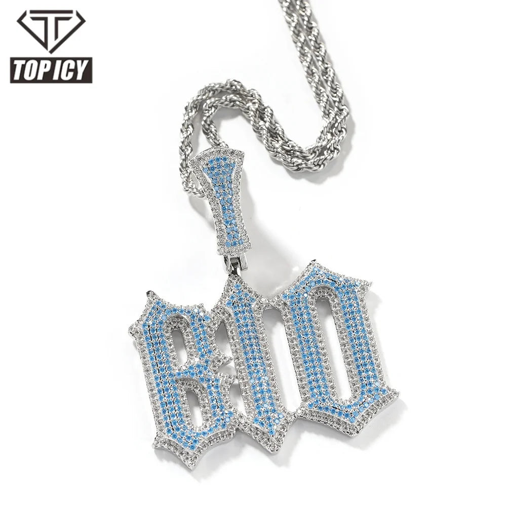 Personalized Blue 5A Zircon Custom Name Necklace 18K Gold Plating Initial Name Pendant Jewelry Custom Jewelry Diy Pendant