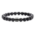 Natural Stone Beaded Bracelet Men 8mm White Turquoise Obsidian Tiger Eye Volcanic Rock Map Stone Casual Bracelet