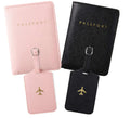 Custom Logo Airplane Faux Leather Travel Business Set PU Saffiano Leather Passport Holder Luggage Tag
