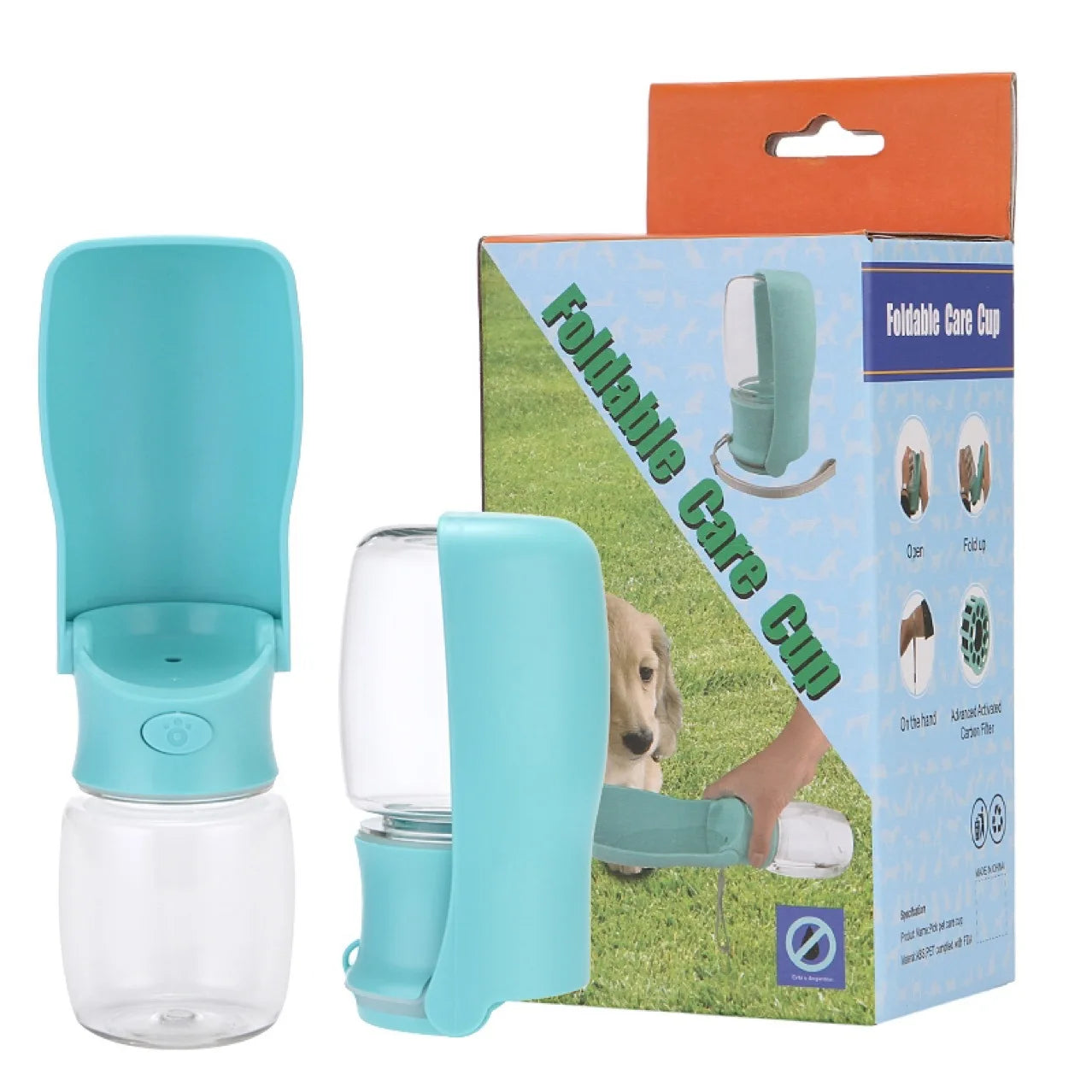 ABS Point Control Switch Leak-proof 180 Degree Rotation Folding Portable Pet Water Bottle